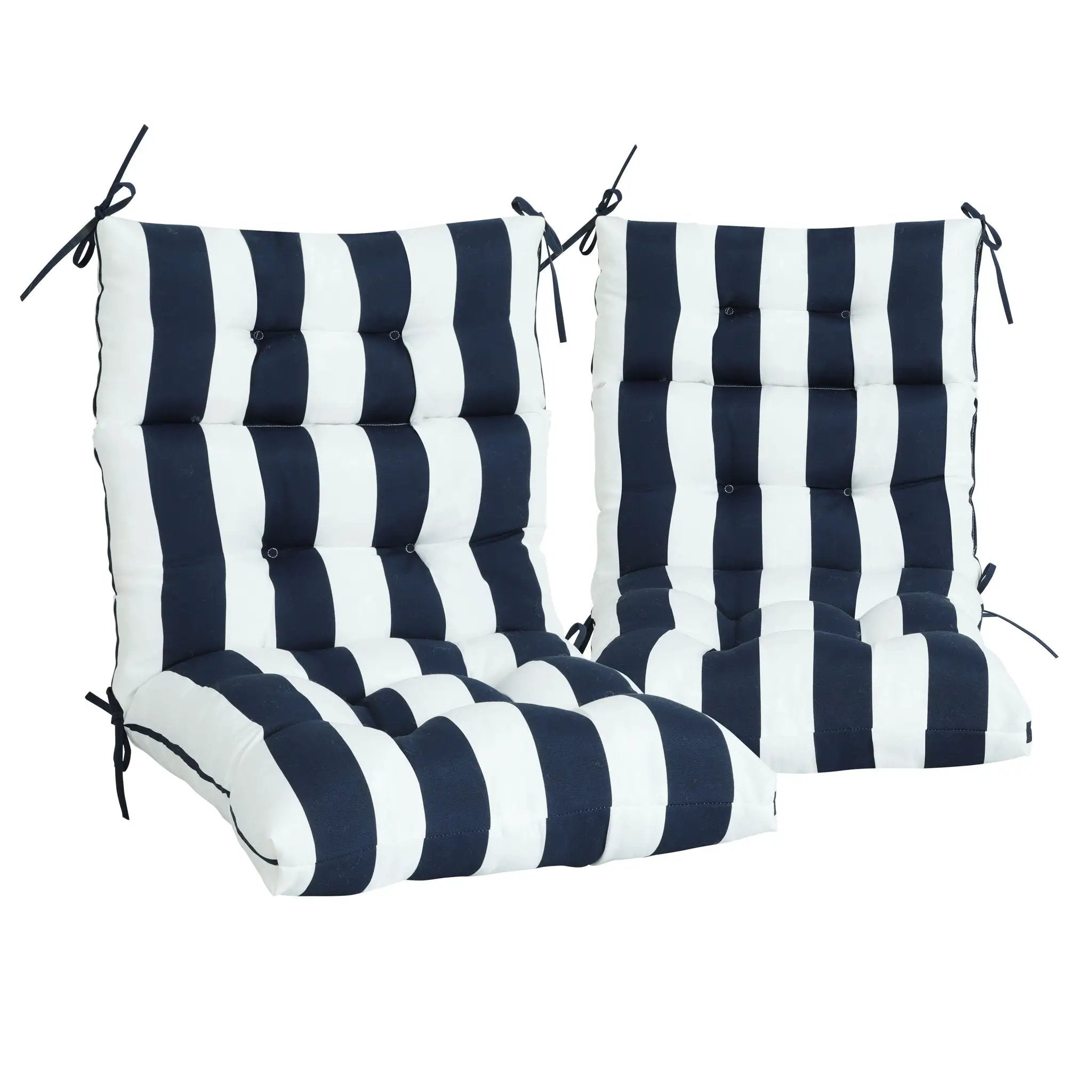 2 Piece High Back Patio Chair Cushion Set, Tufted Adirondack And Rocking Chair Cushions by HouseOfZazla