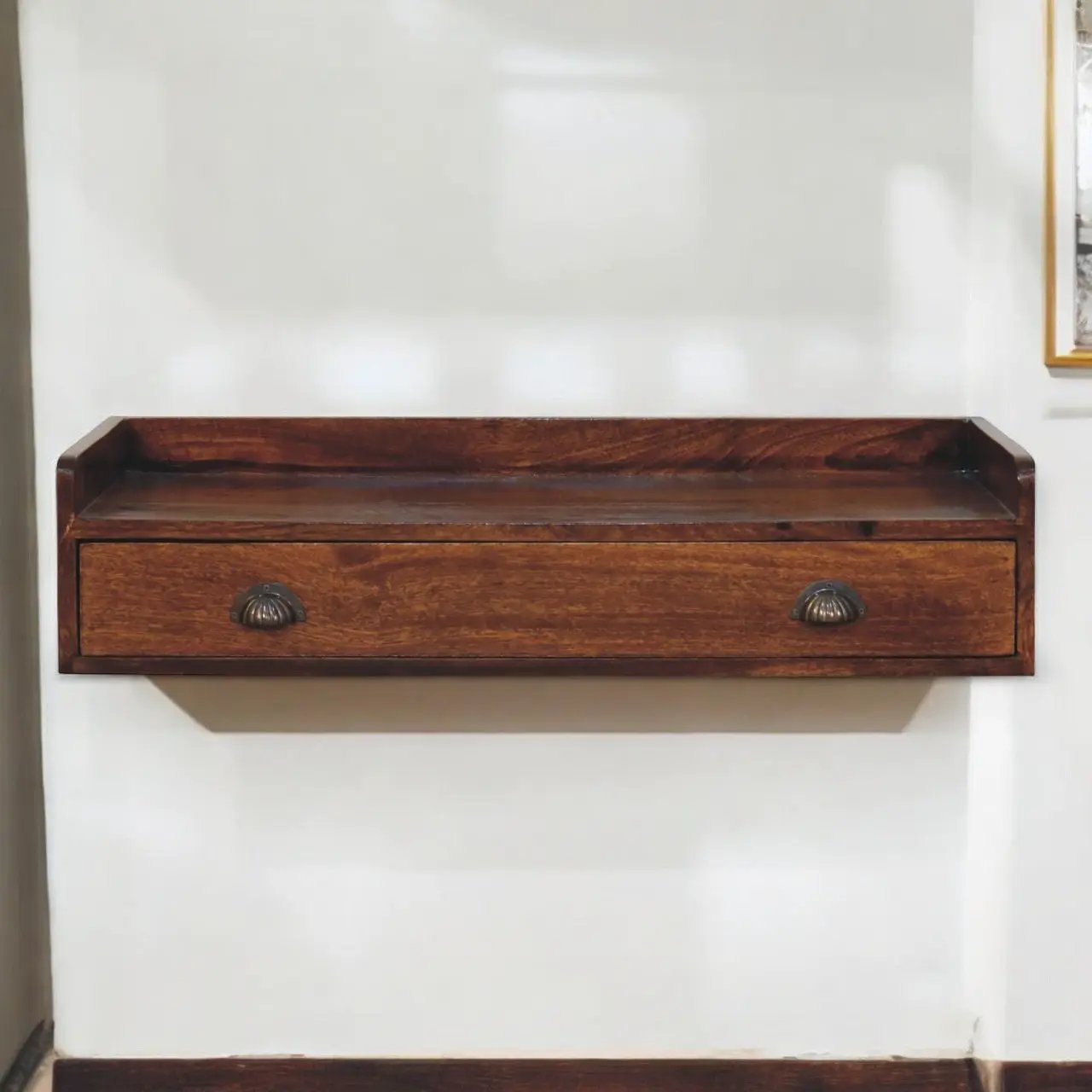 Solid Wood Belmont Wall-Mounted Console, 1 Drawer, 1 Shelf by HouseOfZazla