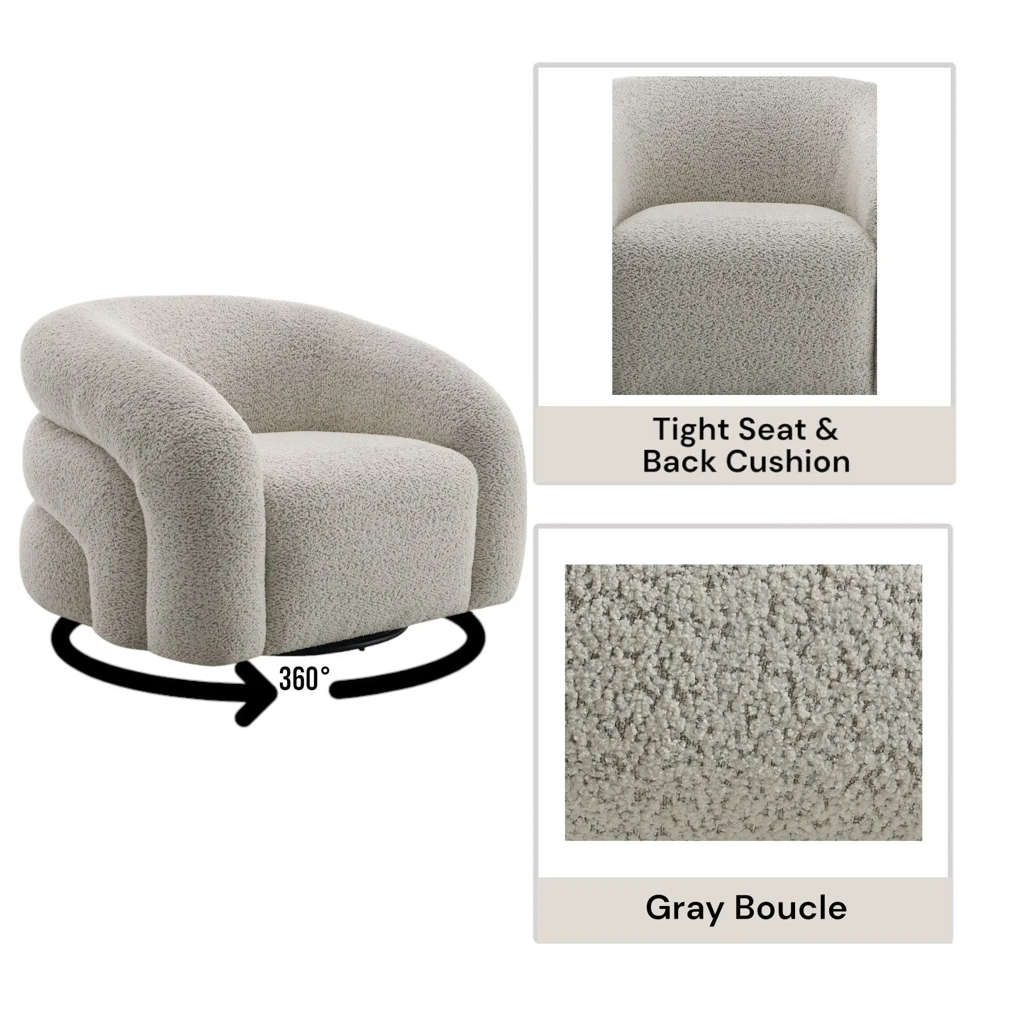Irma Chair With Swivel - Gray by HouseOfZazla