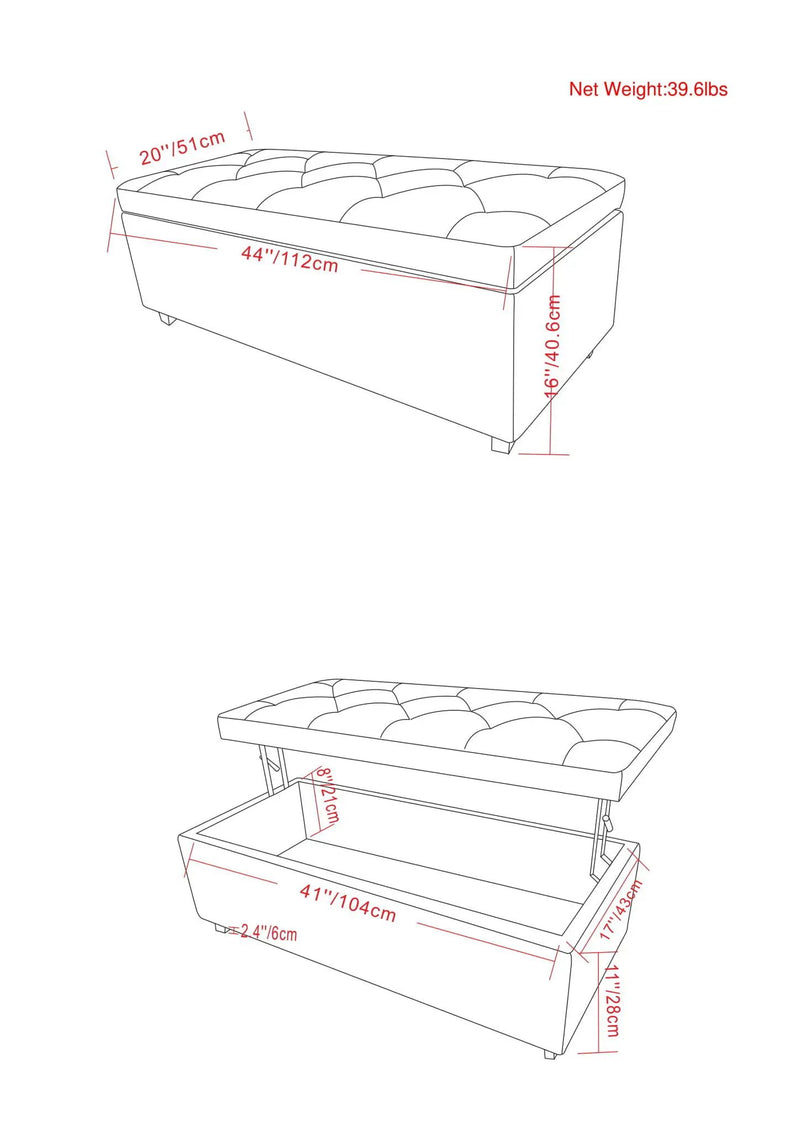 Hamilton - Upholstered Lift Top Rectangular Storage Ottoman by HouseOfZazla