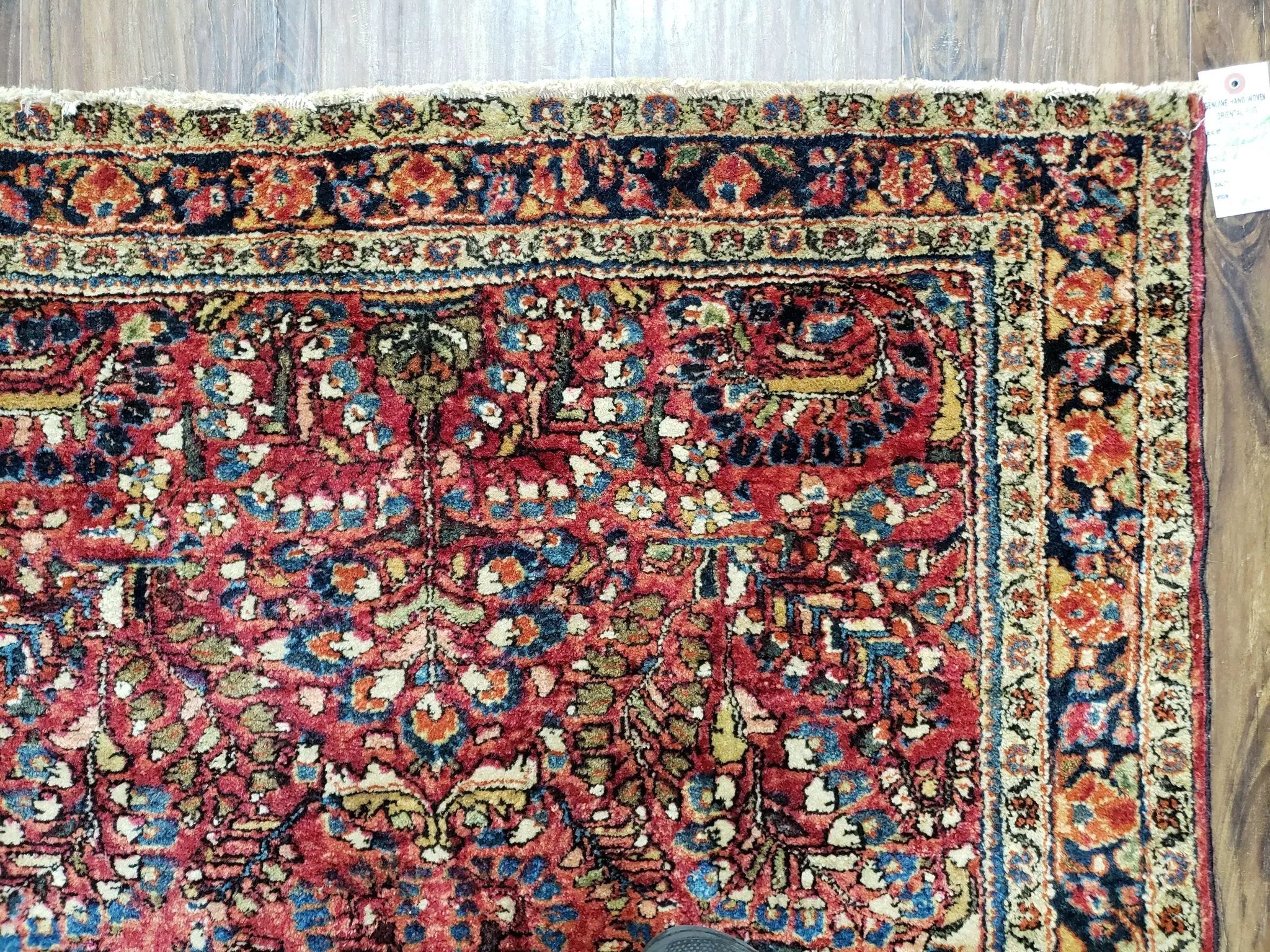 Antique Persian Sarouk Rug, Red, Allover Floral Pattern, Hand-Knotted, Wool, 3'4" x 4'10" by Jewel Rugs