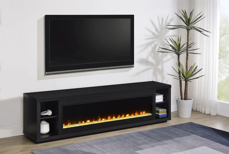 Deiter 79-inch TV Stand Fireplace Media Console Black by Unique Piece Furniture