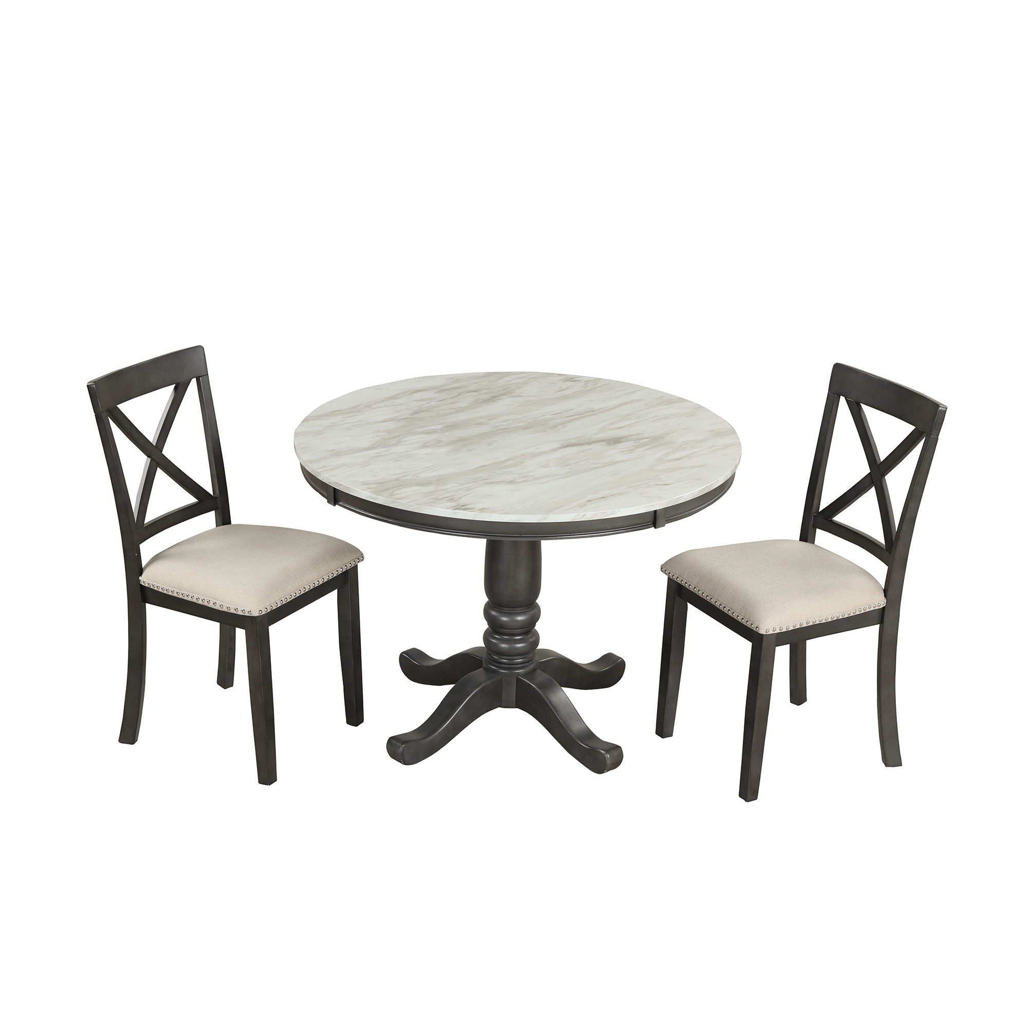 5 Pieces Dining Table And Chairs Set For 4 Persons, Kitchen Room Solid Wood Table With 4 Chairs by HouseOfZazla