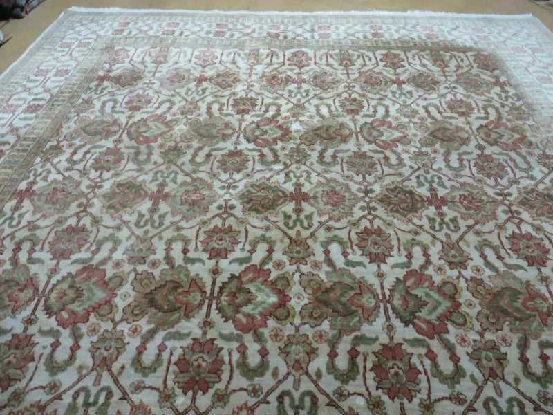 8' 5" X 12' Handmade India Agra Floral Oriental Wool Rug Tea Washed Carpet Nice by Jewel Rugs