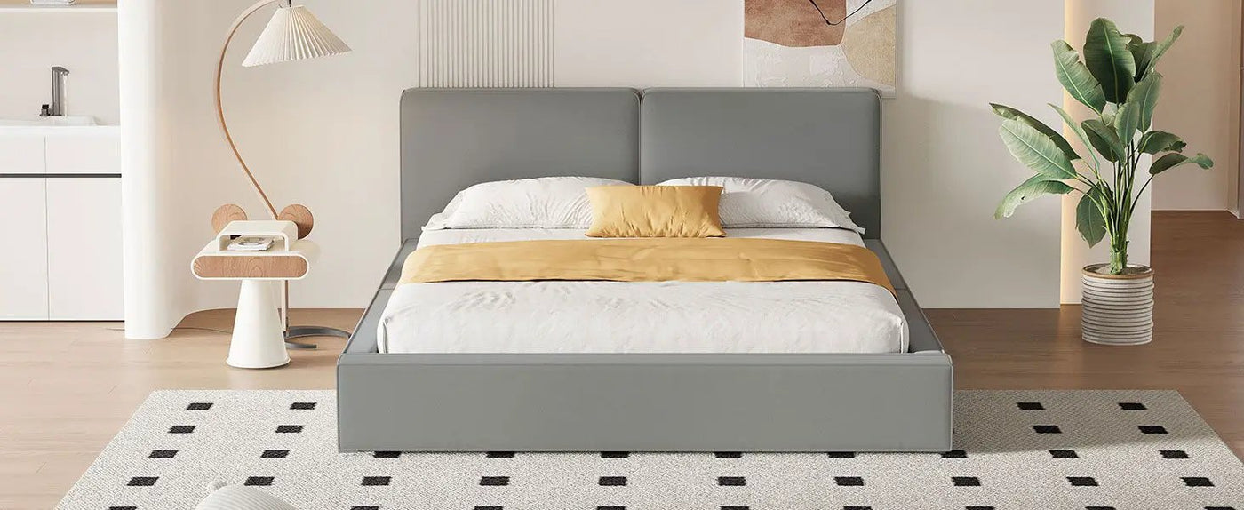 Upholstered Platform Bed, Grounded Bed With Solid Frame by HouseOfZazla