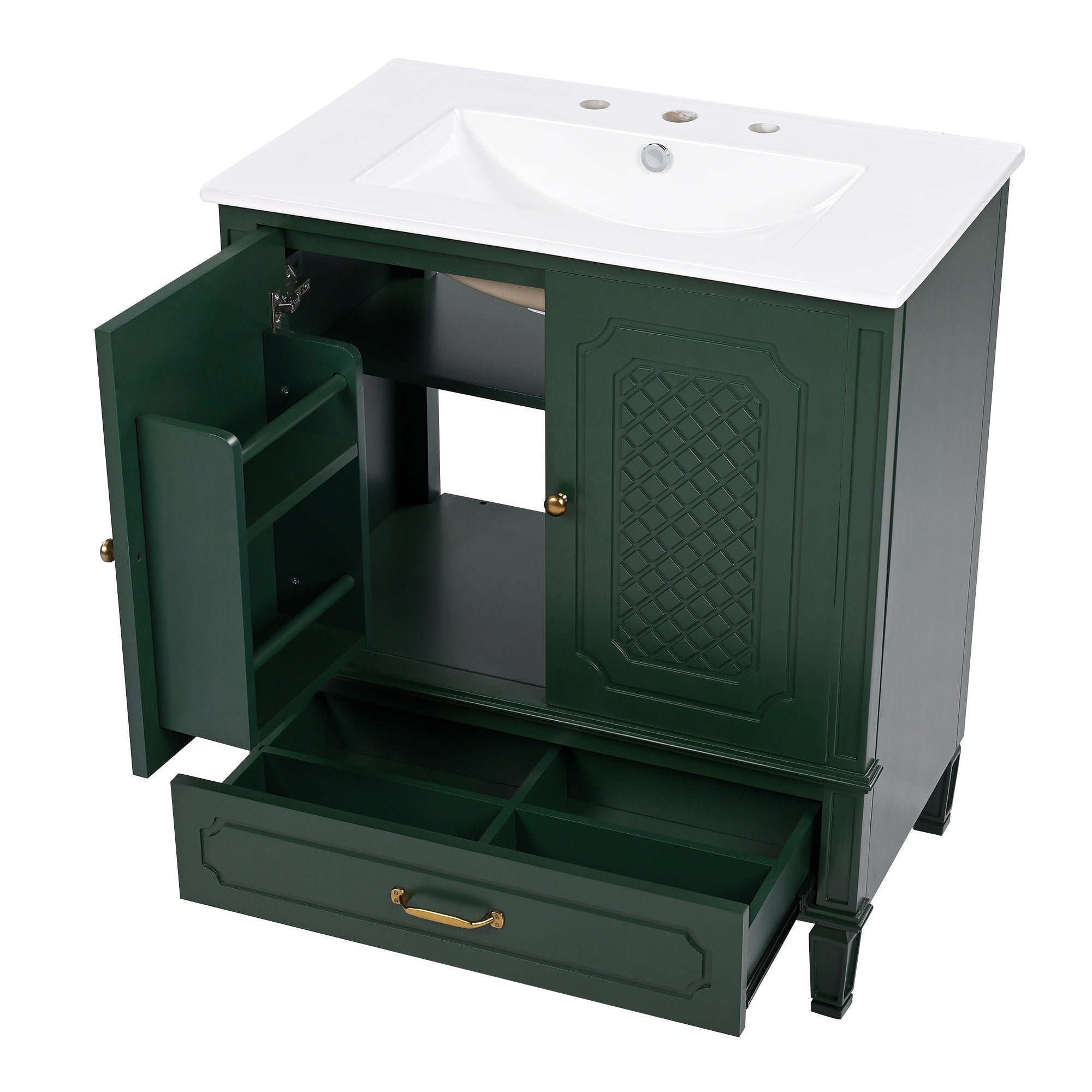 Bathroom Vanity With Sink, Soft Closing Door, Multi Functional Storage by HouseOfZazla