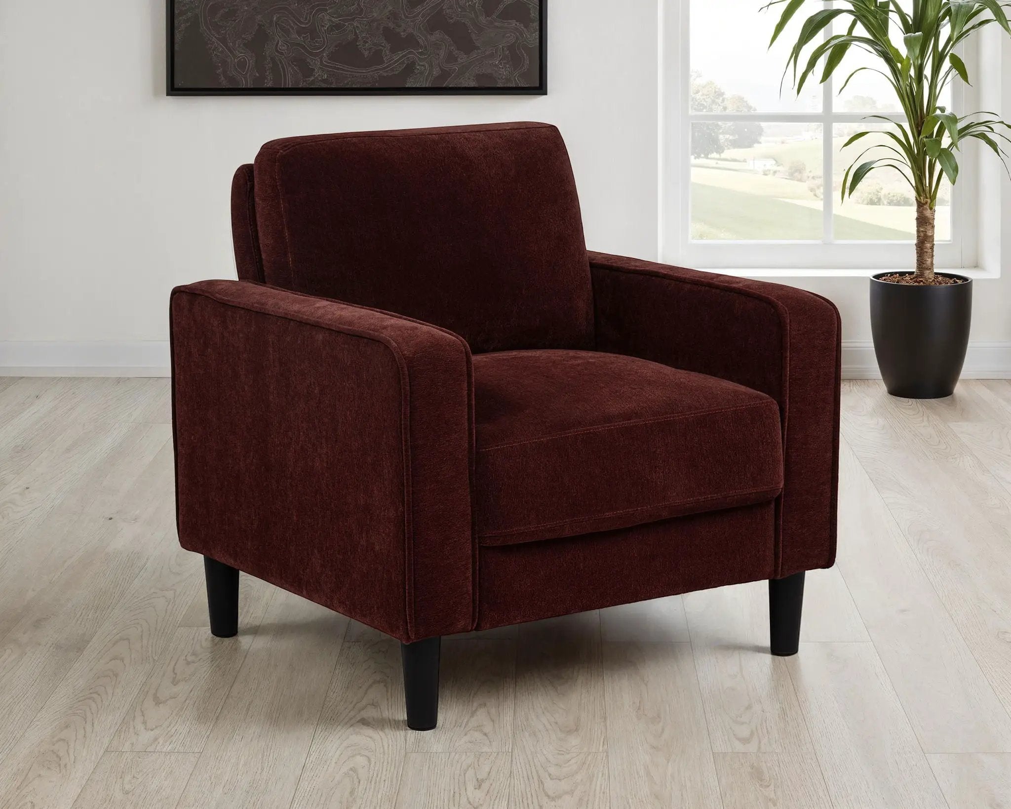 Ruth Fabric Upholstered Track Arm Accent Chair Rust Red by Unique Piece Furniture