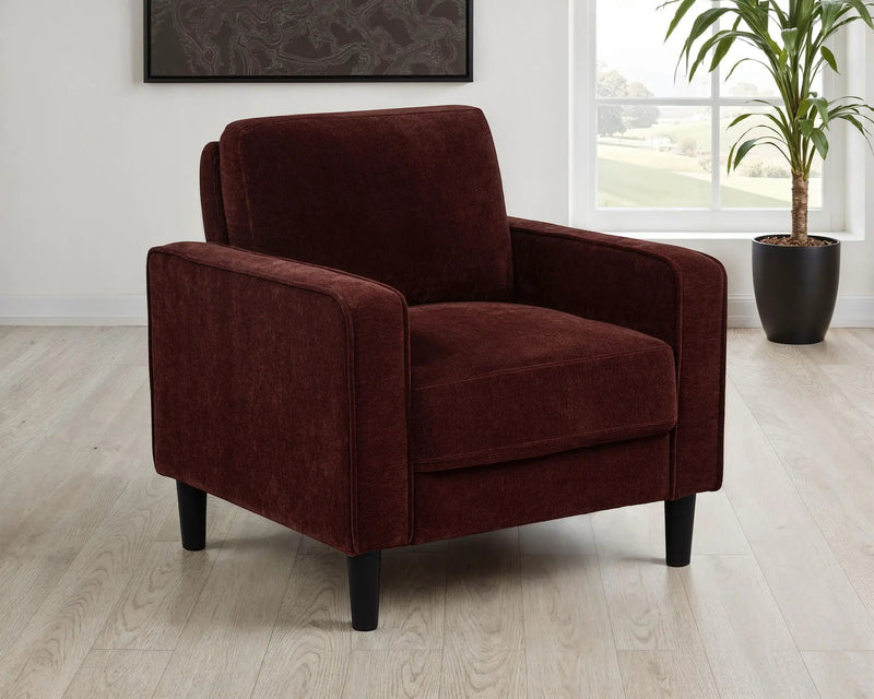Ruth Fabric Upholstered Track Arm Accent Chair Rust Red by Unique Piece Furniture