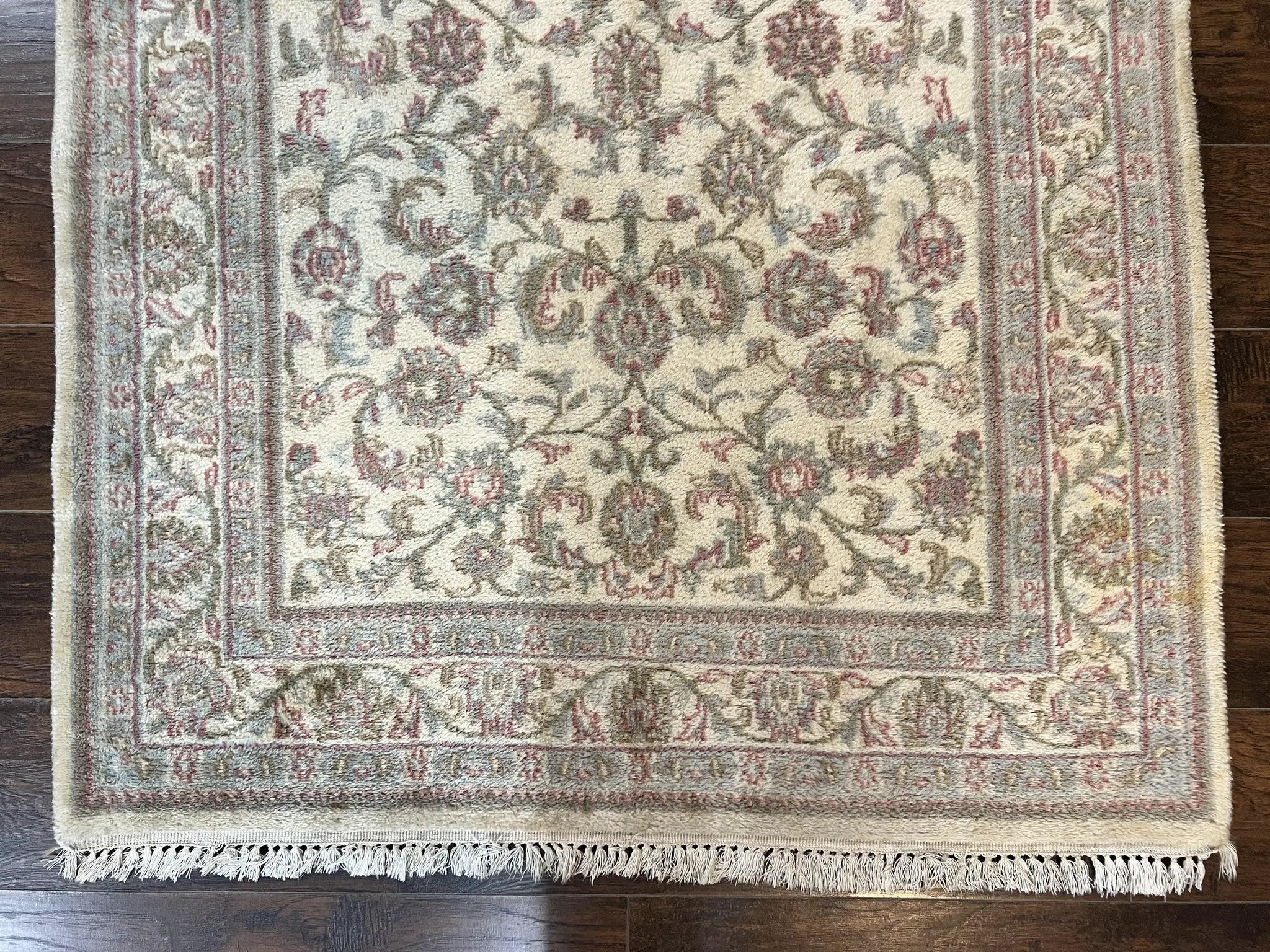 Indo Persian Rug 4x6, Vintage Handmade Wool Carpet, Floral Allover Pattern, Beige, Pair B by Jewel Rugs