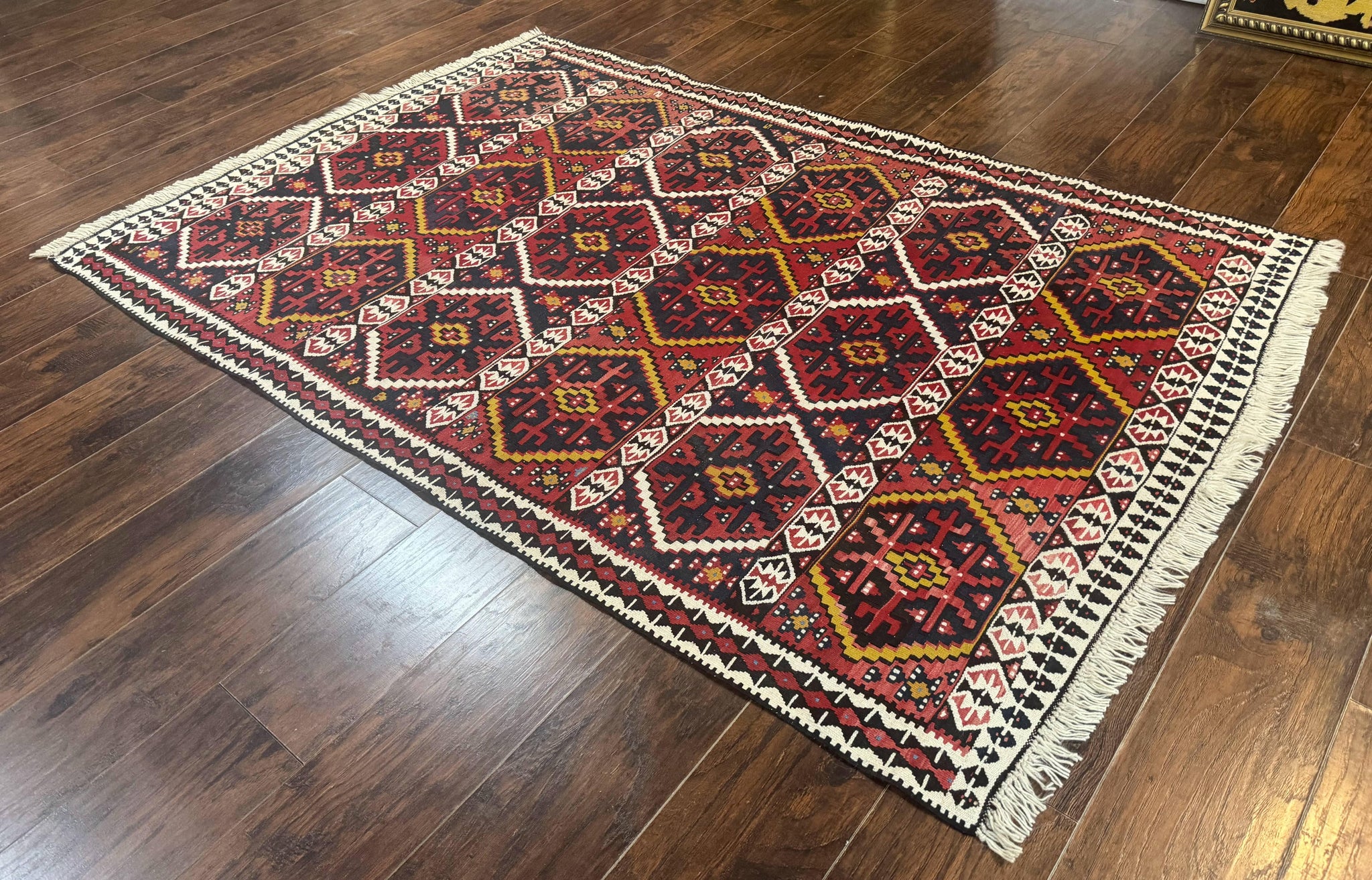 Caucasian Kilim Rug 5x7, Vintage Russian Flatweave Kilim Carpet, Tribal Bohemian Kilim Rug by Jewel Rugs