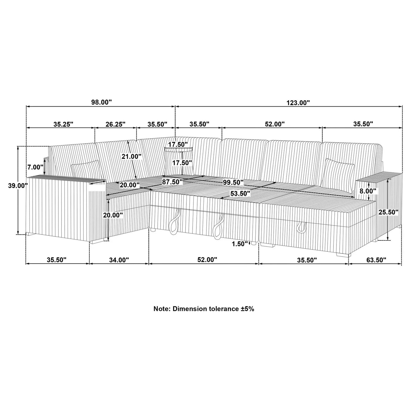 Thurston - Storage Sectional Sofa With Pop Up Bed by HouseOfZazla