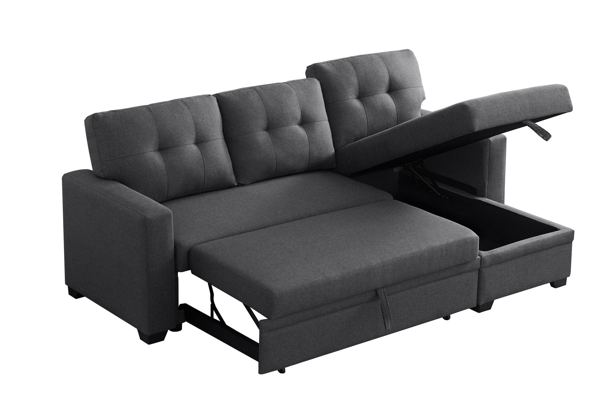Upholstered Pull Out Sectional Sofa With Chaise by HouseOfZazla