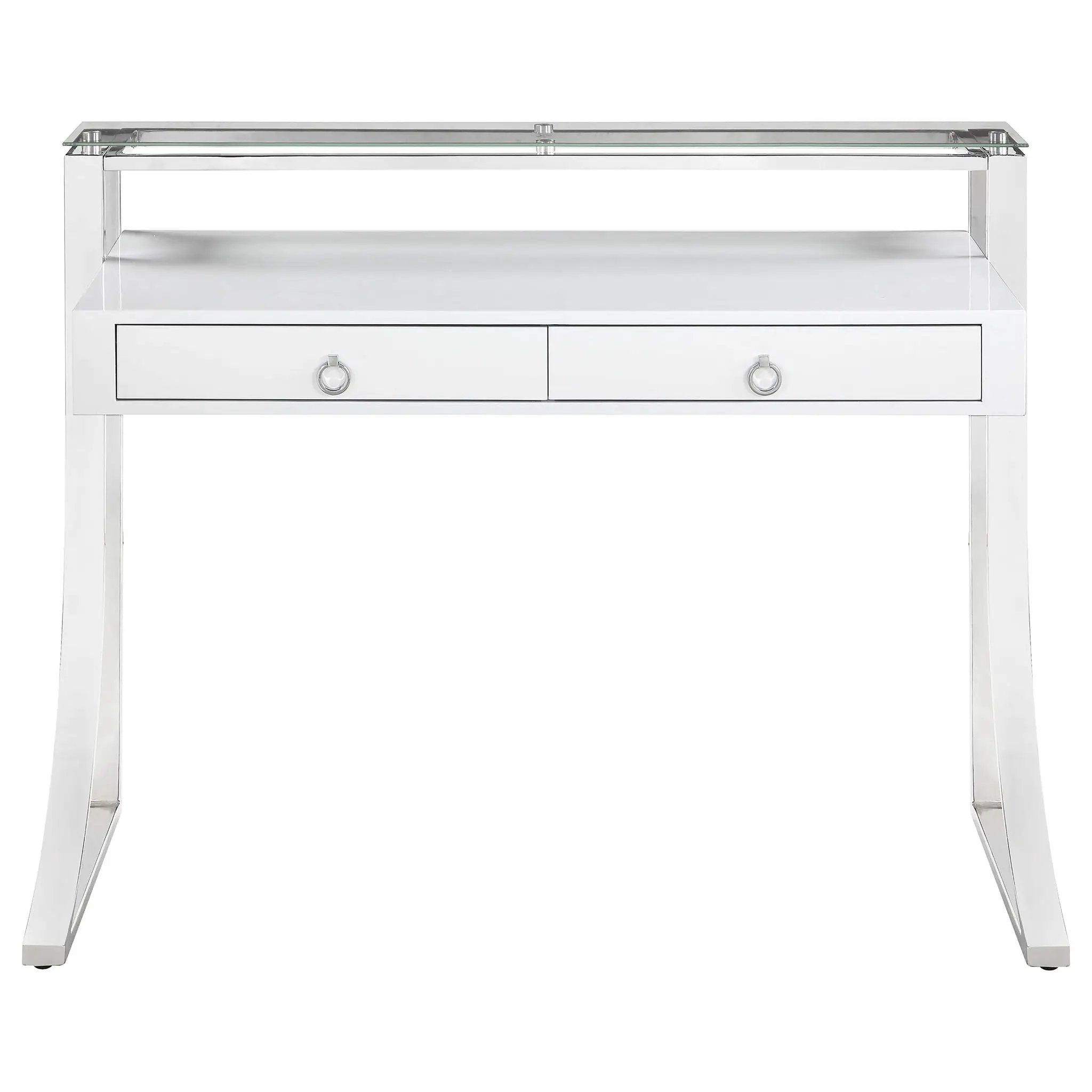 Gemma 48-inch 2-drawer Writing Desk White High Gloss by Unique Piece Furniture