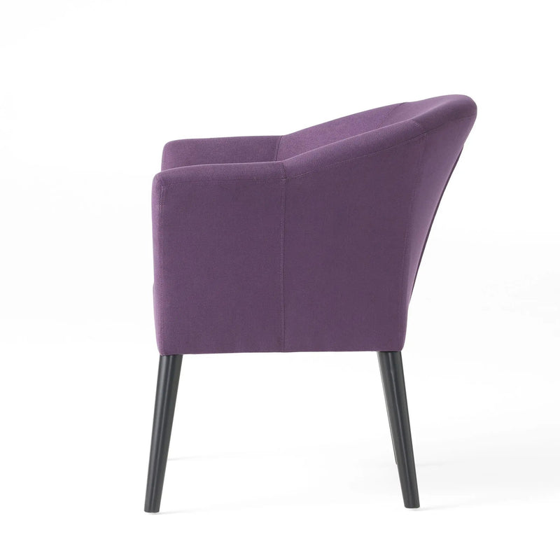 Fabric Arm Chair With Wooden Legs And Cushioned Seat - Plum by HouseOfZazla