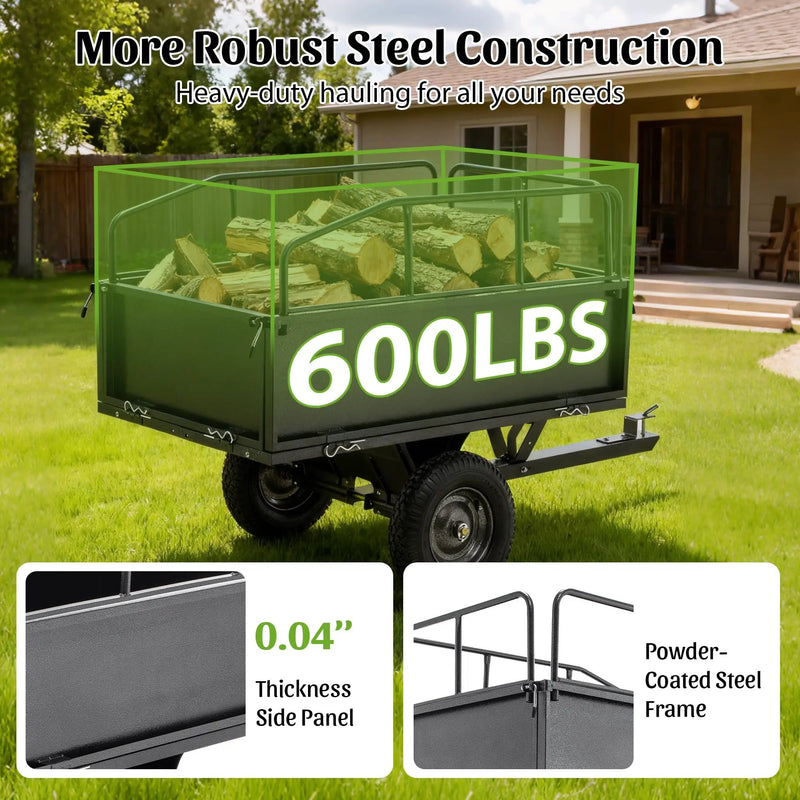 600LBS Heavy Duty Steel Dump Cart Trailer, 17 Cu.Ft. by HouseOfZazla