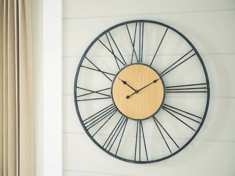 Brockett - Wall Clock - Black / Natural by Unique Piece Furniture