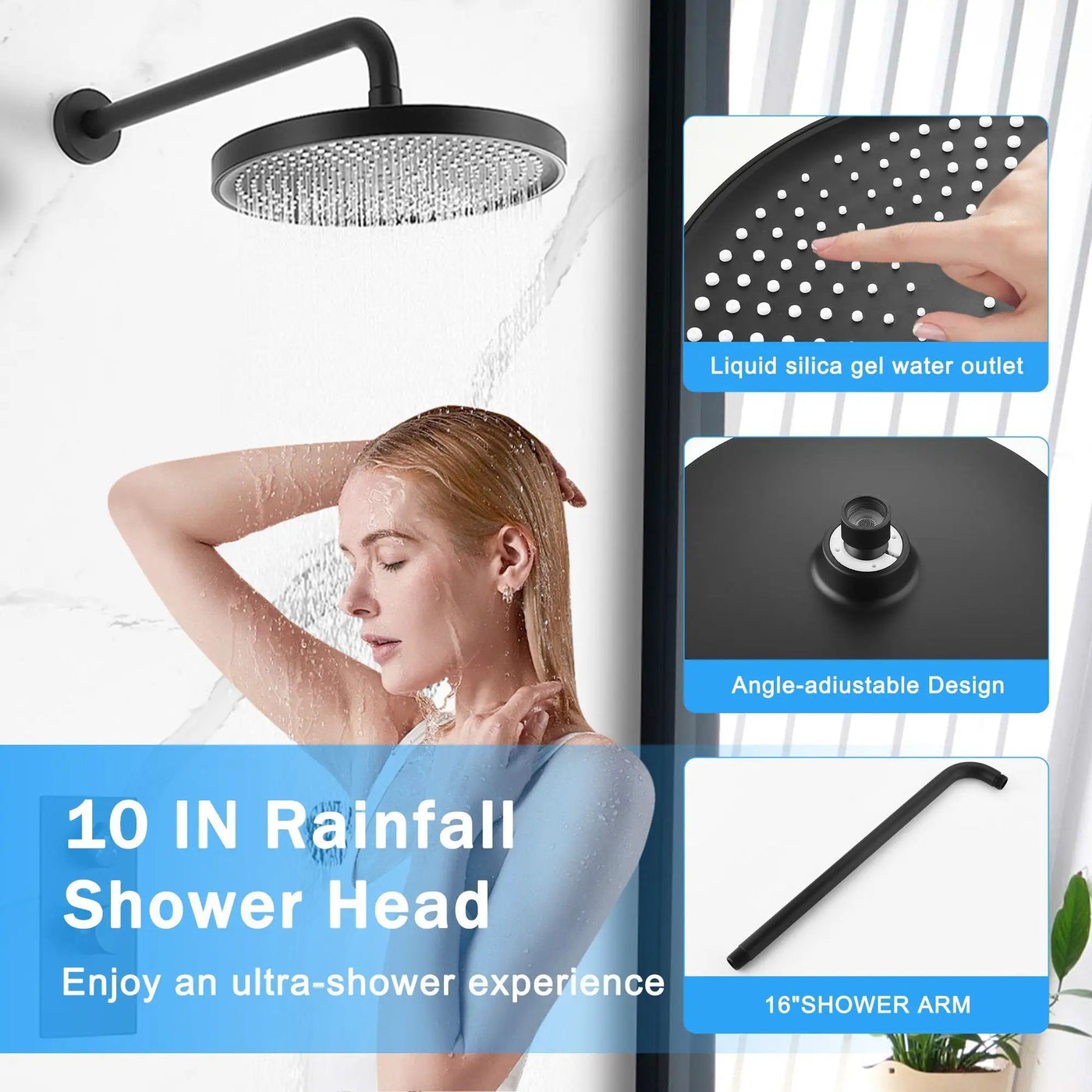 10" Shower System Set With Control Valve And Overhead Shower by HouseOfZazla