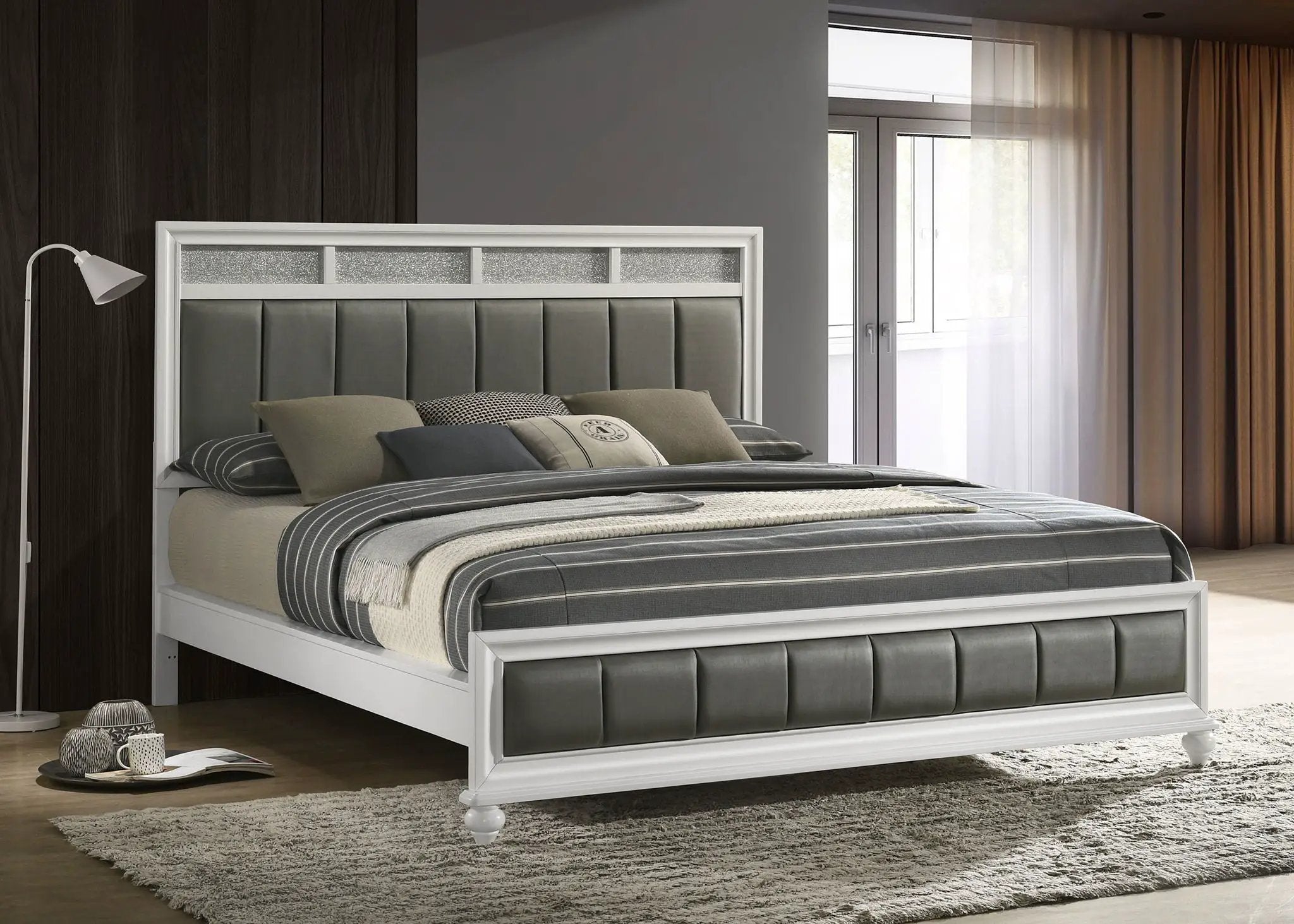 Barzini Wood California King Panel Bed White by Unique Piece Furniture