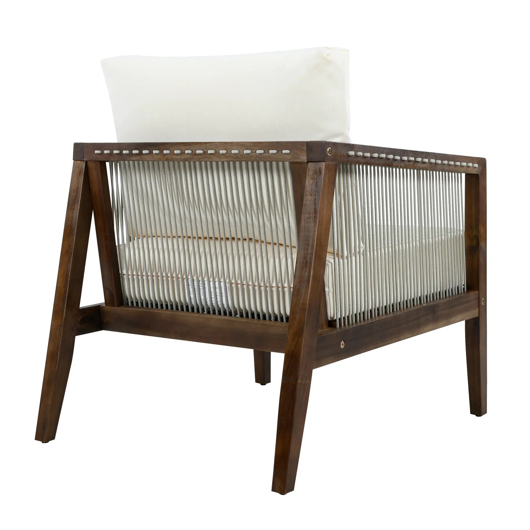 Outdoor Club Chair, Acacia Wood Frame with Rope Back, Water-Repellent by HouseOfZazla