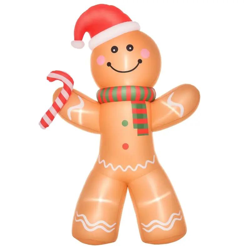 Outdoor Inflatable Gingerbread Man with Candy Cane by HouseOfZazla
