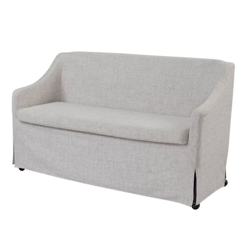 Slip Covered Settee With Casters - Beige by HouseOfZazla