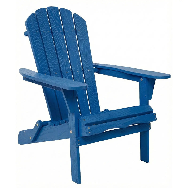 Outdoor Folding Adirondack Chair With Pre-Assembled BackRest & SeatBoard Patio - Navy Blue by Unique Piece Furniture