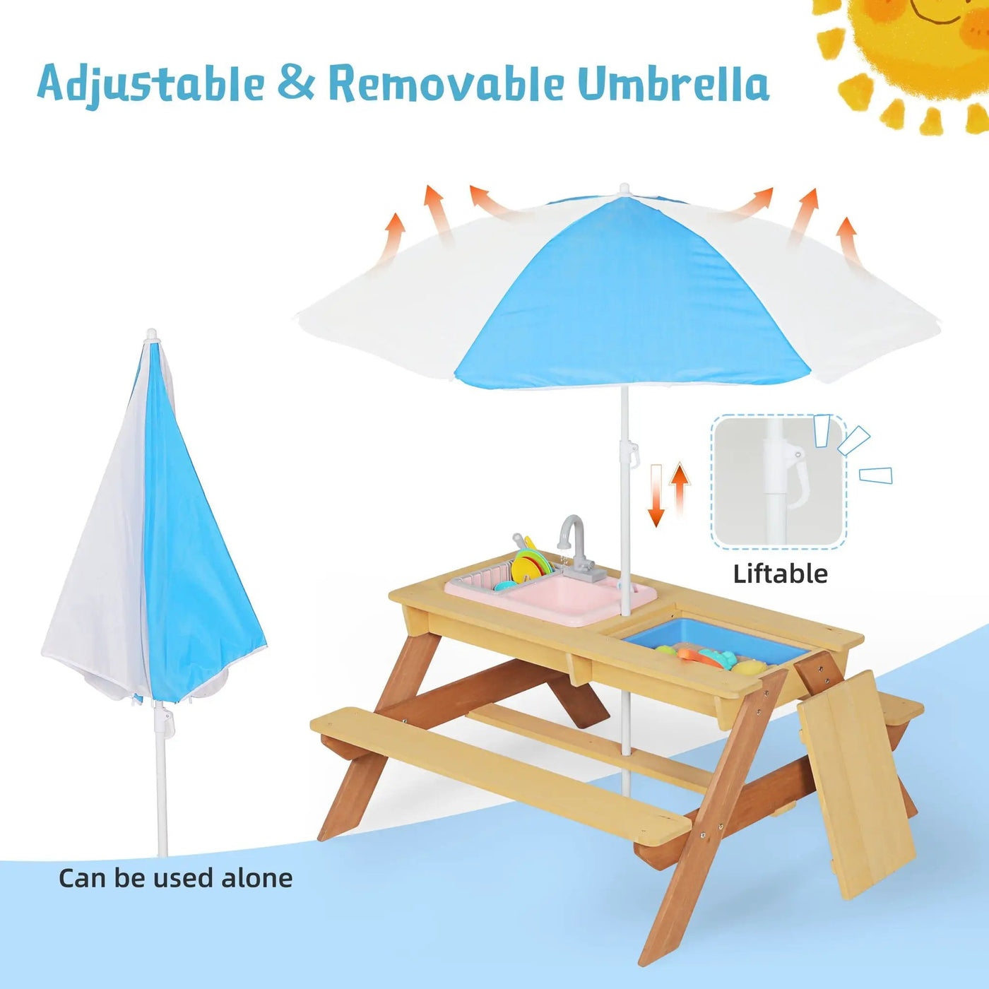 Kids Picnic Table With Sand and Water Table Conversion by HouseOfZazla