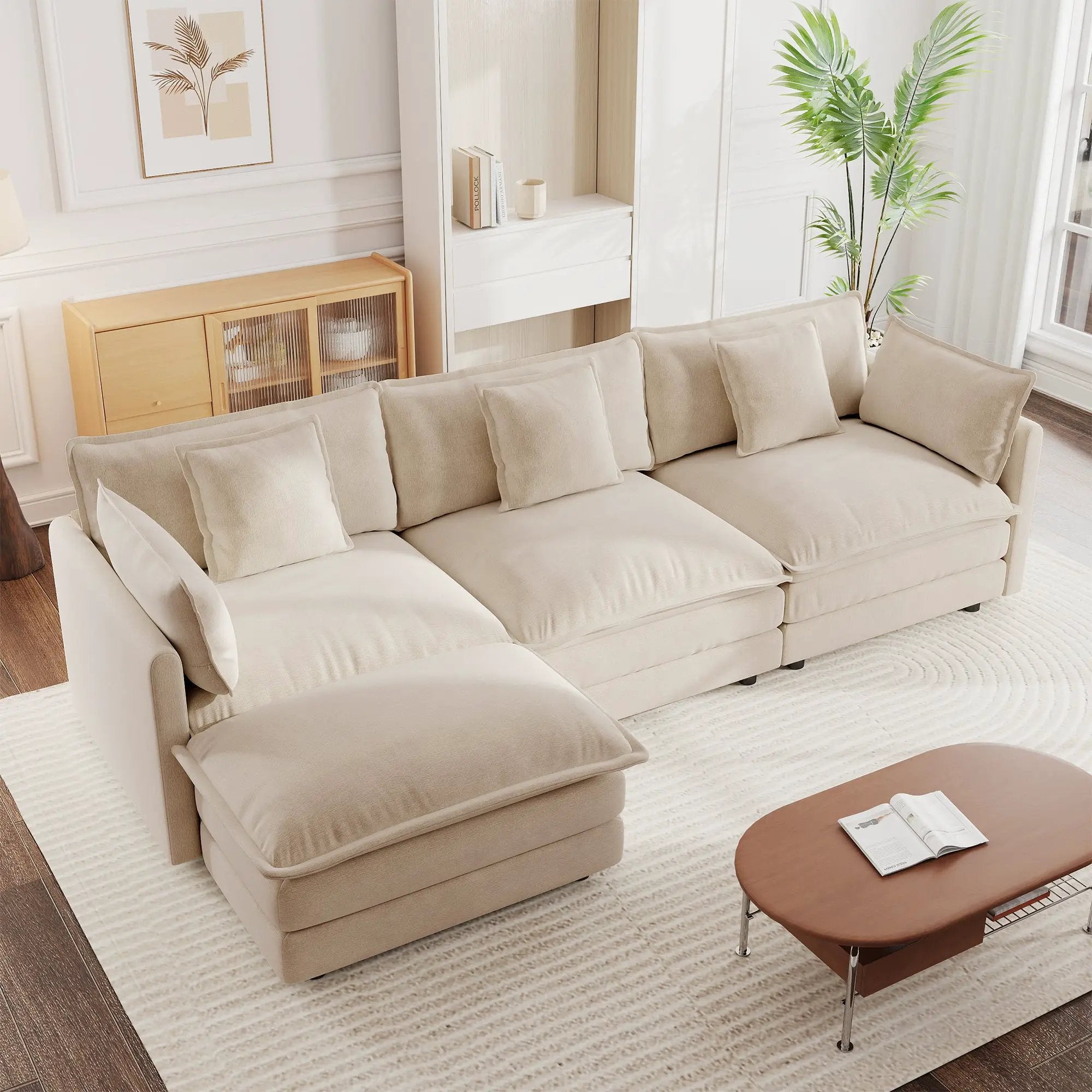Free Combination Comfy Upholstery Modular Oversized L Shaped Sectional Sofa by HouseOfZazla