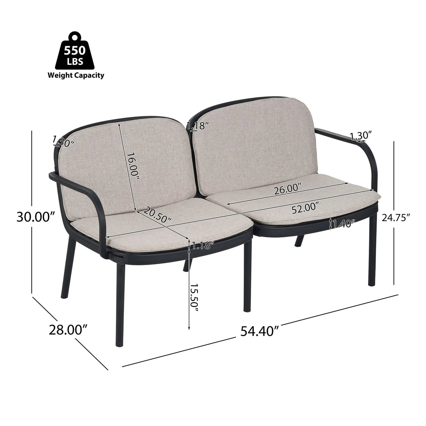 Luna Outdoor Patio Loveseat by HouseOfZazla