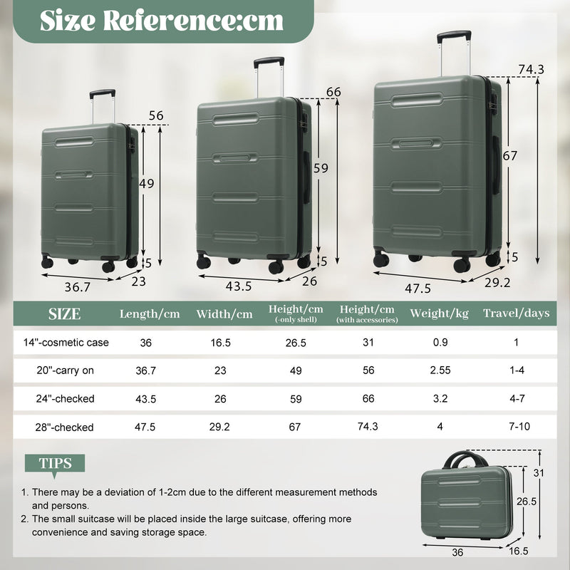 6 Piece Lightweight Hardshell Luggage Set with Spinner Wheels, photo 3 of 10