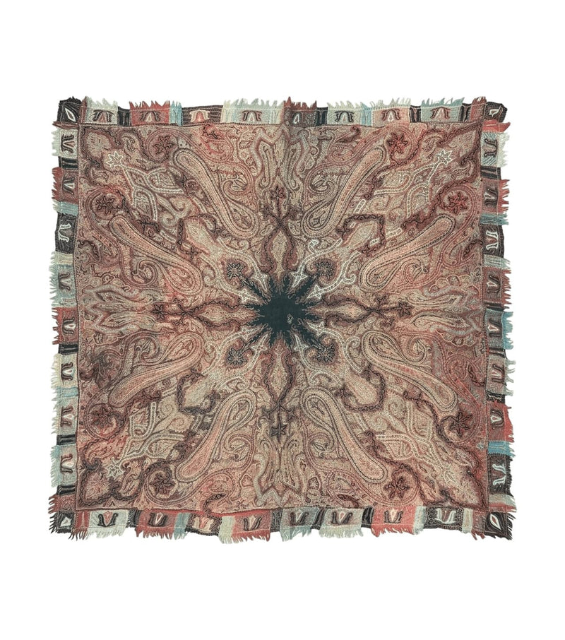 Antique Indian Kashmiri Shawl, Needlework, Signed By Masterweaver, Handmade, Rare by Jewel Rugs