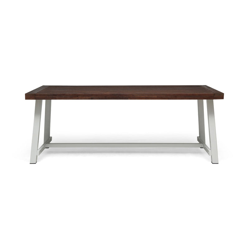 Equilibrium Outdoor Dining Table with Wooden Frame and Slat Top by HouseOfZazla
