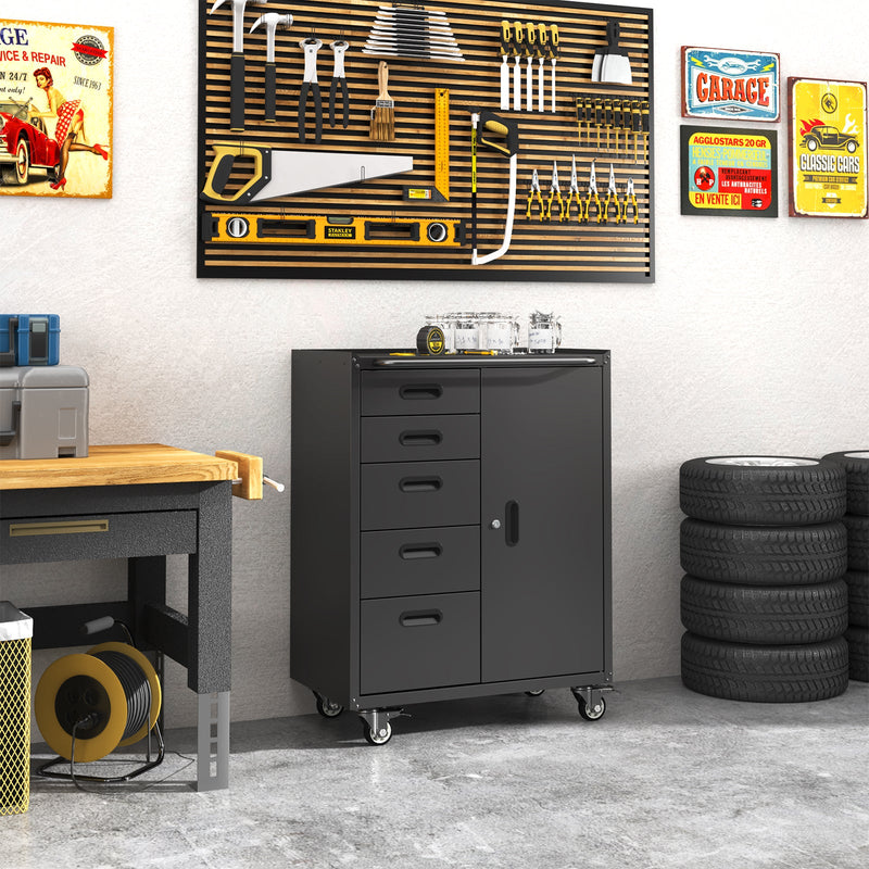 Metal Tool Garage Storage Cabinet with 5 Drawers and 1 Door by HouseOfZazla