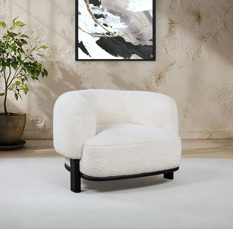 Lawler Upholstered Barrel Back Accent Chair Ivory and Black by Unique Piece Furniture