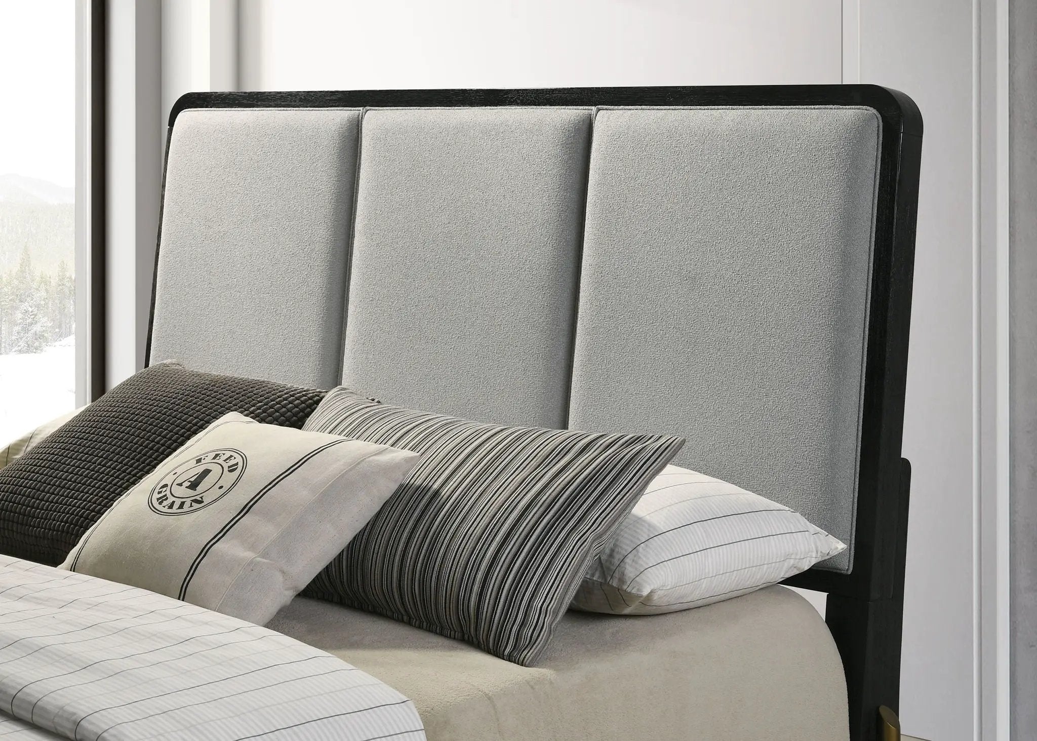 Arini Upholstered Eastern King Panel Bed Black and Grey by Unique Piece Furniture