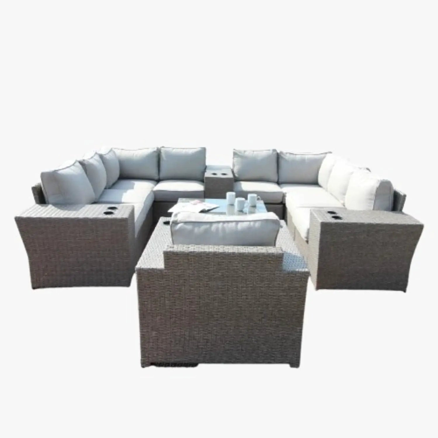 Outdoor Wicker Sectional With Weather Resistant Cushions And Table by Unique Piece Furniture