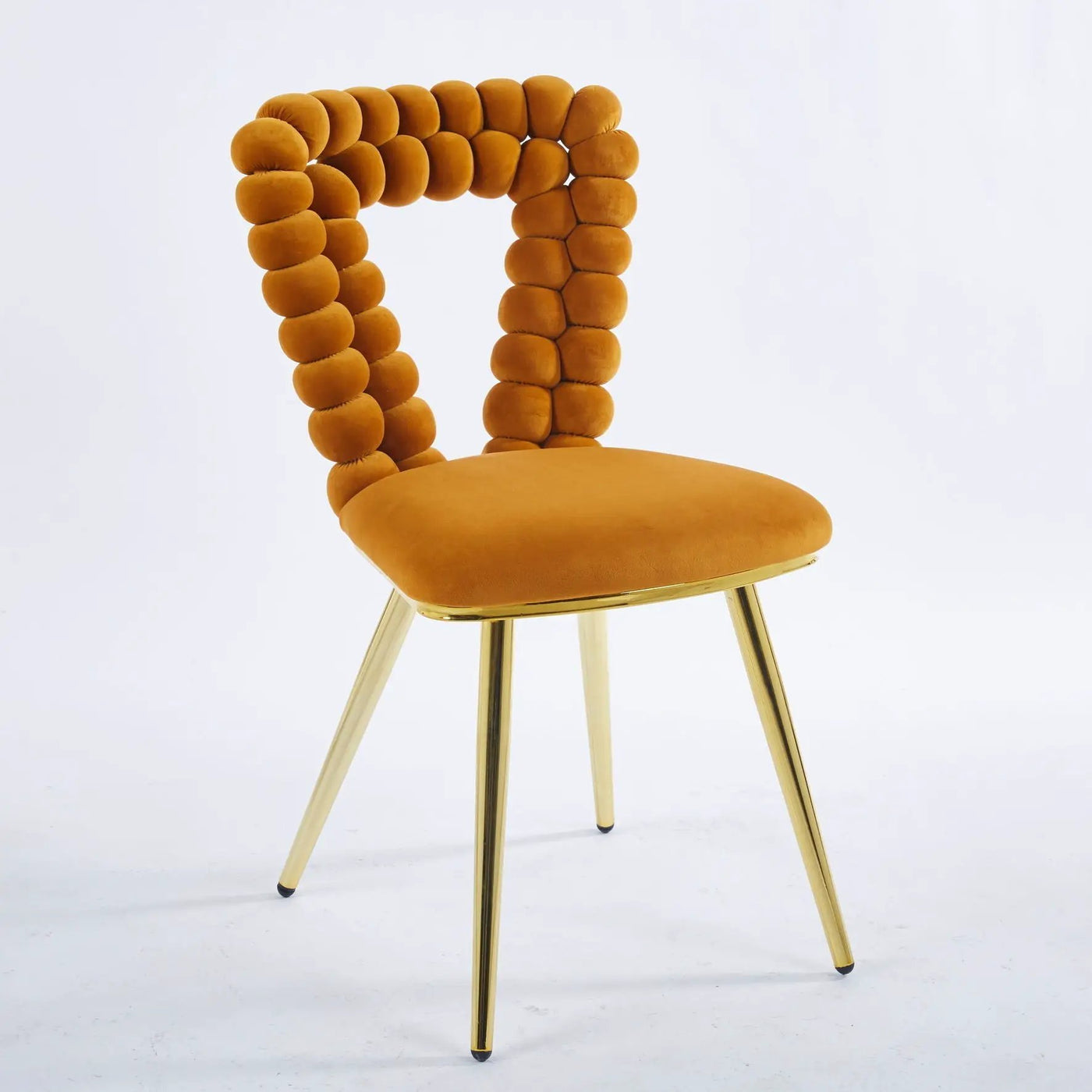 Modern Chair With Iron Tube Legs, Soft Cushions And Comfortable Backrest, Suitable For Dining Room, Living Room, Cafe, Hairball Back by HouseOfZazla