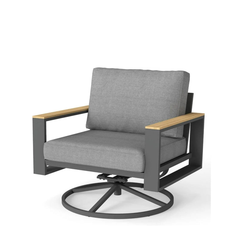 All Weather Swivel Patio Dining Chairs With Cushions - Gray by HouseOfZazla