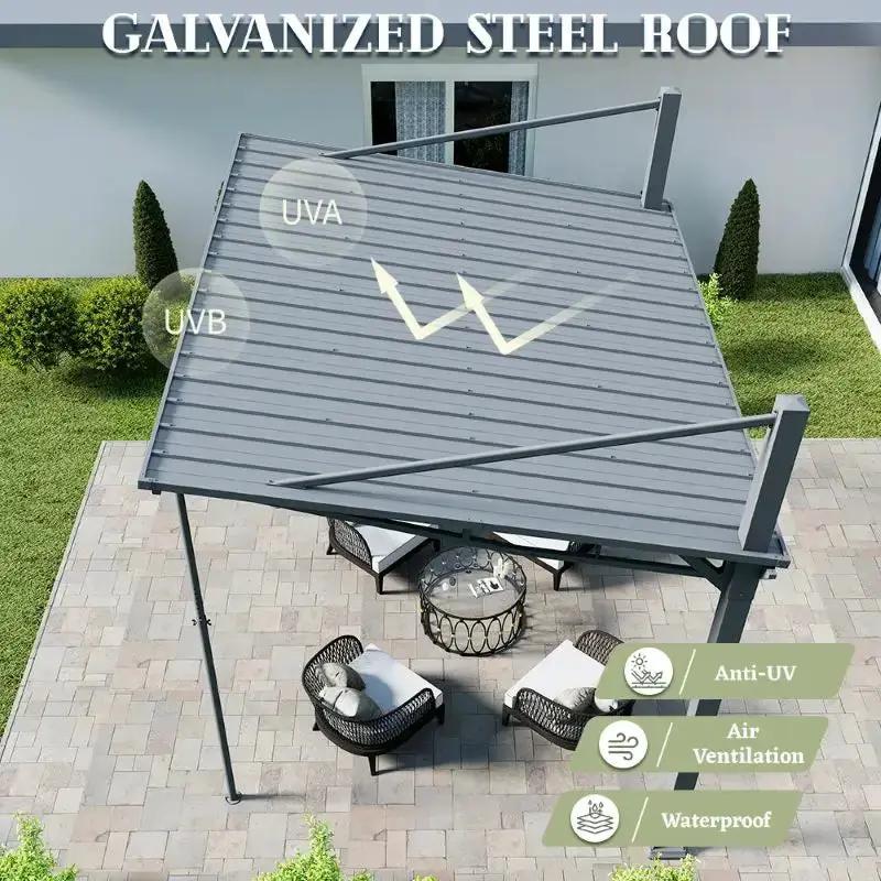 Outdoor Gazebo 10' x 10' with Hard Top Metal Roof by HouseOfZazla
