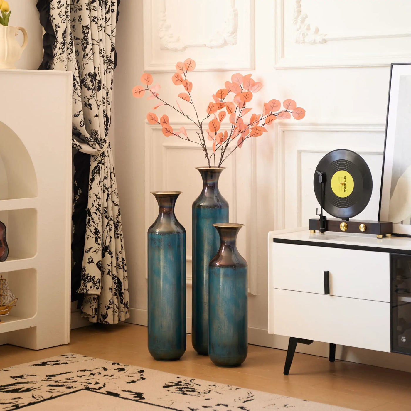 Modern Droplet Shaped Floor Vase Set, 3 Piece Home Decor by HouseOfZazla