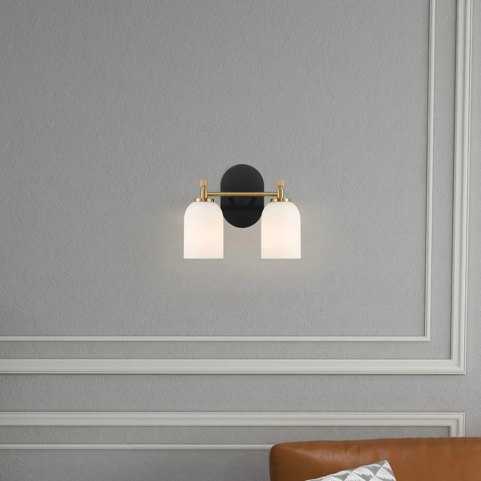 Vortex - 2 Lights Vanity In Style For Over Bathroom Mirror Wall Sconce - Black / Gold / White by Unique Piece Furniture
