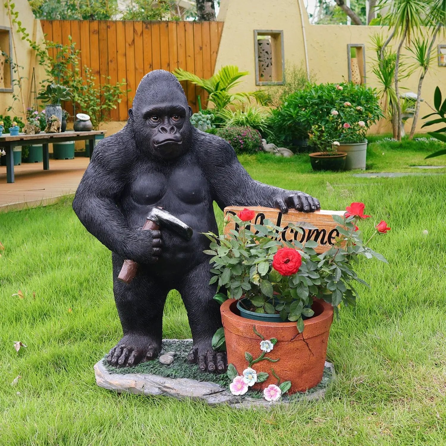 Outdoor Garden Sculpture Chimpanzees Flower Pot Planter by HouseOfZazla