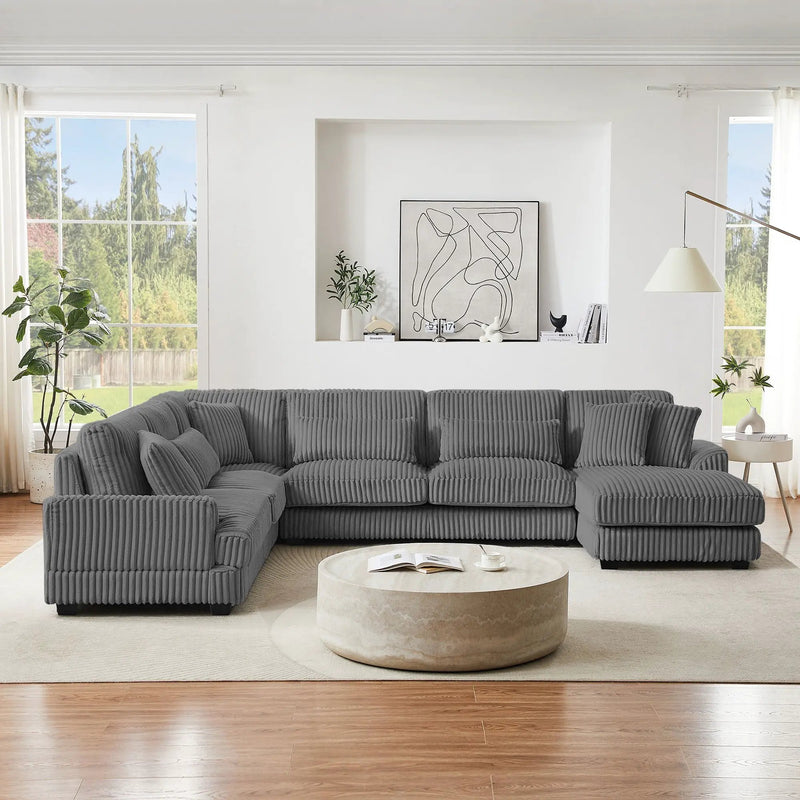Oversized Sectional Sofa U - Shaped Sofa Couch Modern Sofa Upholstered In Soft With A Chaise Lounge For Living Room by HouseOfZazla