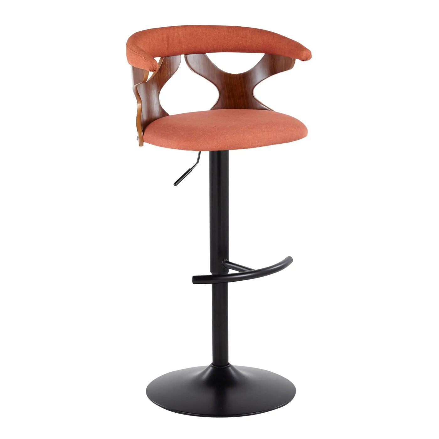 Gardenia - Contemporary Adjustable Barstool With Swivel With Rounded T Footrest (Set of 2) by HouseOfZazla