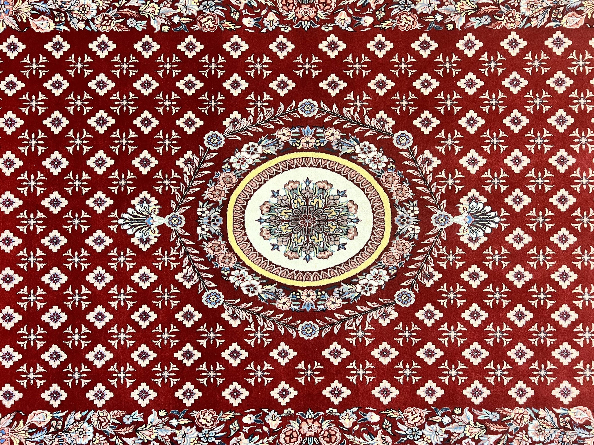Pakistani Rug 6x9, European Aubusson Design, Wool Handmade Vintage Carpet, Dark Red, 6 x 9 Medium Sized Rug by Jewel Rugs
