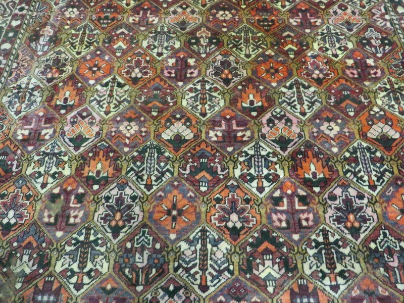 Antique Persian Bakhtiari Rug 7x10 - Multicolor Repeated Panel Design - Vegetable Dyed Rug - Hand Knotted Wool Room Sized Oriental Carpet 7 x 10 Rug by Jewel Rugs
