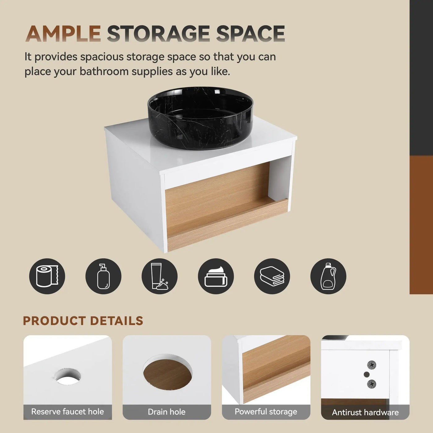 Floating Bathroom Vanity With Vessel Sink With Open Shelf Storage by HouseOfZazla
