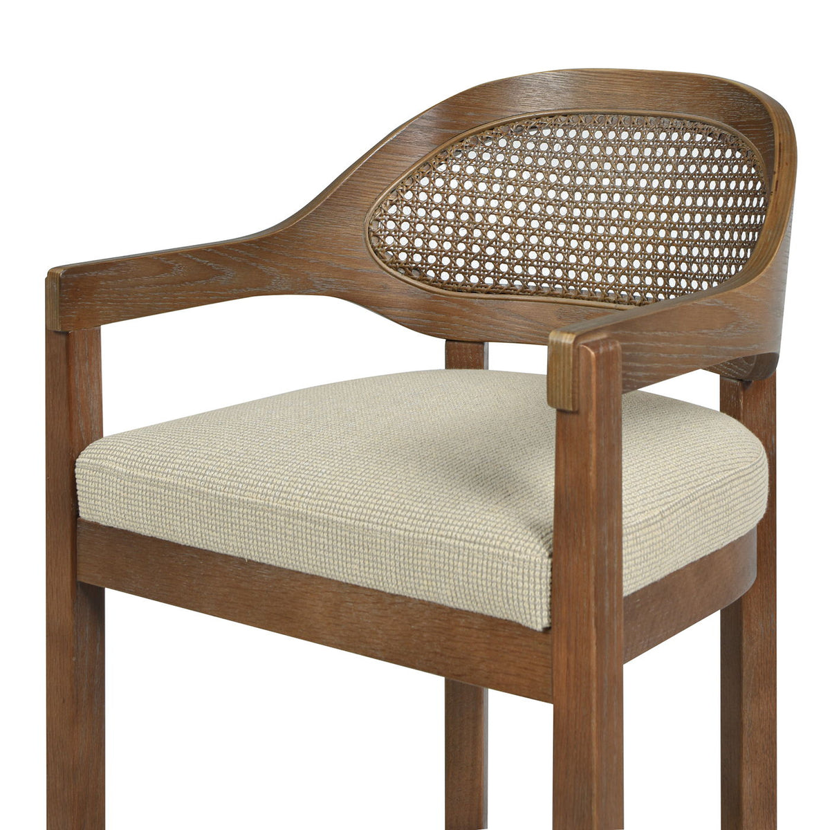 Mid-Century Modern Cane Back Counter Stool with Barrel Back - Beige, Black, or Light Brown, photo 33 of 40