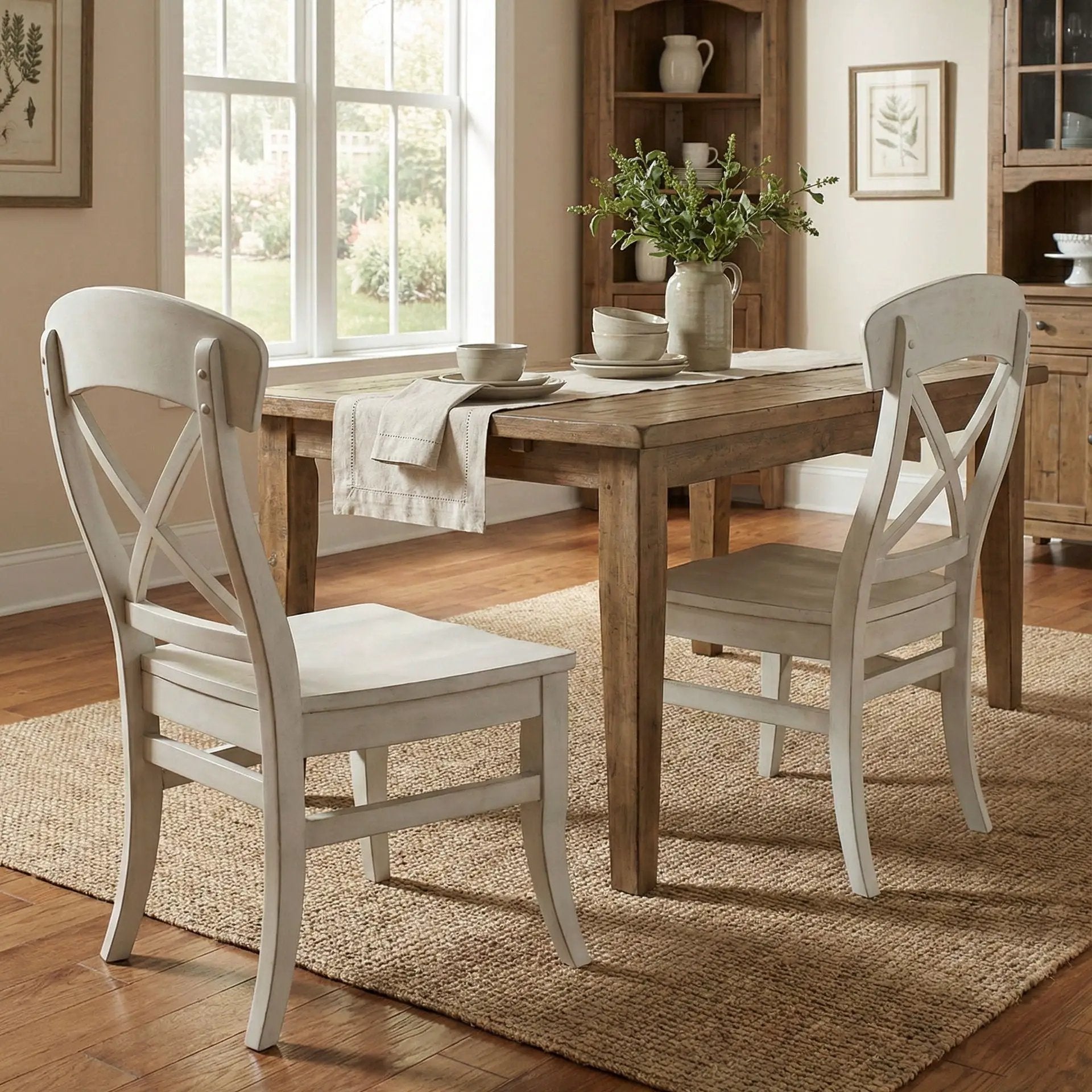 Harola - Cross-Back Dining Side Chairs In (Set of 2) - Smoky White by Unique Piece Furniture