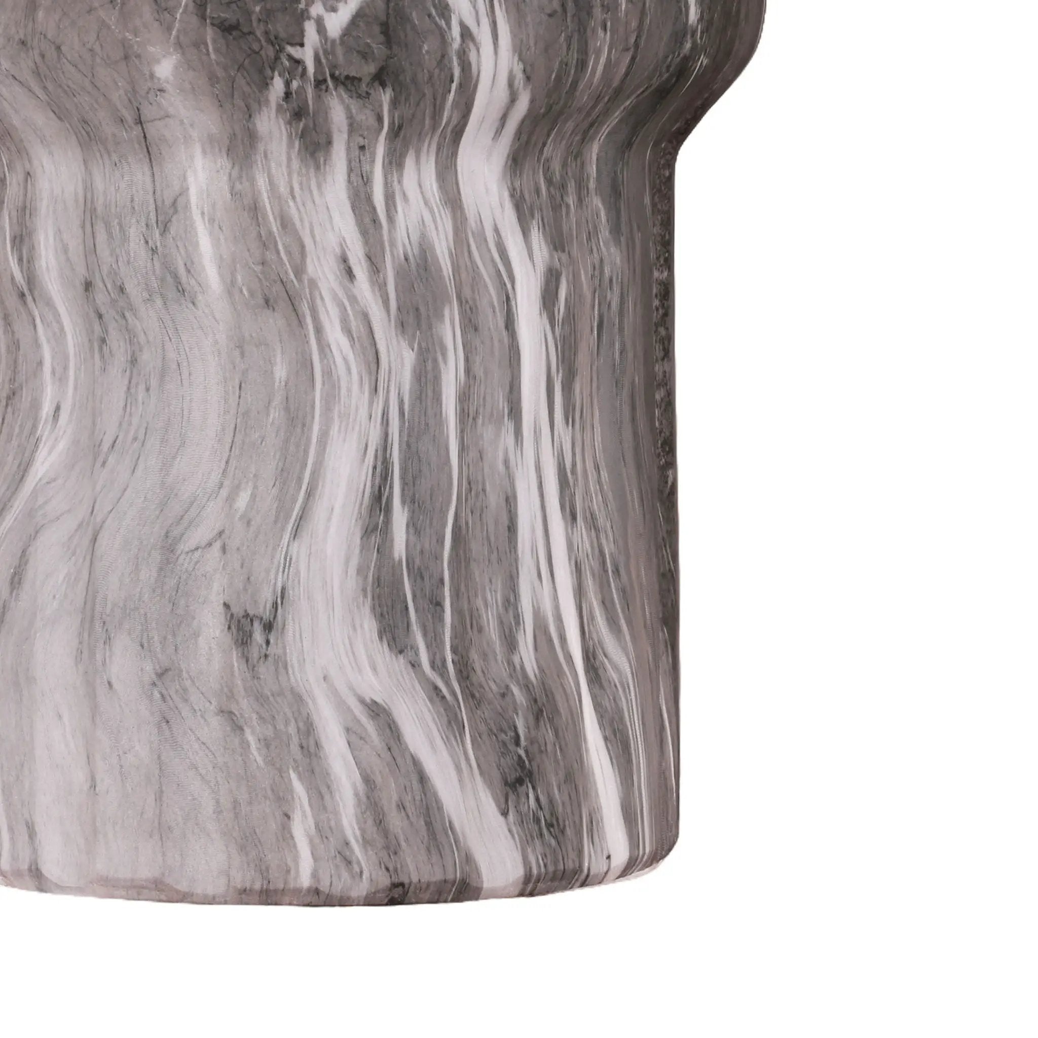 Round Geometric Outdoor End Table - Marble